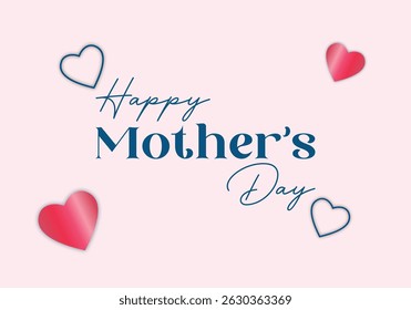  Mother's Day Card with Blue and Pink Hearts