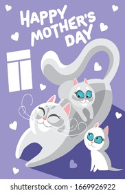 mother's day card, cat and kittens