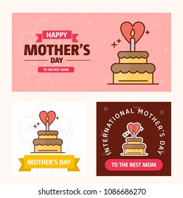 Mother's day card with creative logo and pink theme vector
