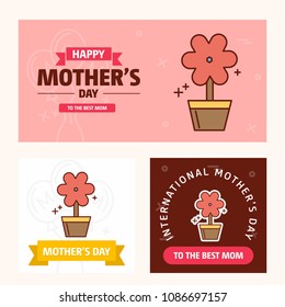 Mother's day card with creative logo and pink theme vector