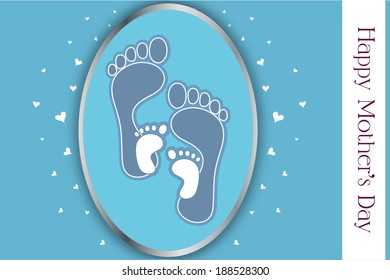 Mothers day card Design with footsteps