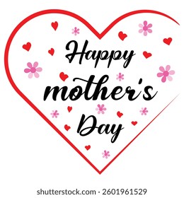 Mother's Day card design with Heart and Commemorative Floral Decoration for Mother's Day,