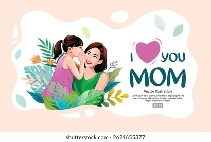 Mother's day card design template and vector illustration.