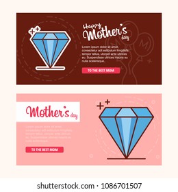 Mother's day card with diamond logo and pink theme vector