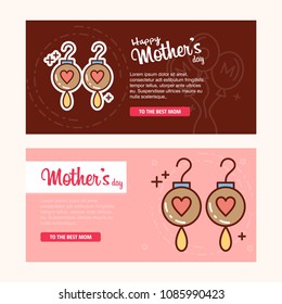 Mother's day card with earings logo and pink theme vector