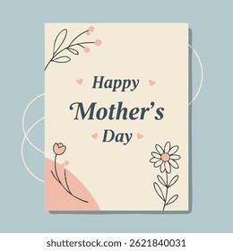 A Mother's Day card featuring floral illustrations and the message "Happy Mother's Day" in a simple, elegant design.