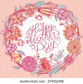 Mother's Day card with floral wreath