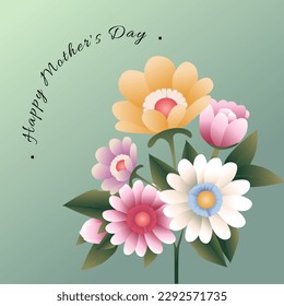 Mother's Day Card Flowers on Gradient Vector Background