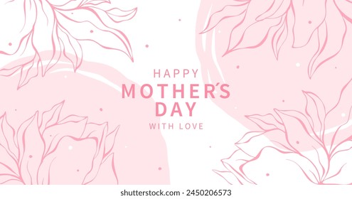 Mother's Day card with flowers in pastel colors and text. Vector illustration design for banner, poster and social media