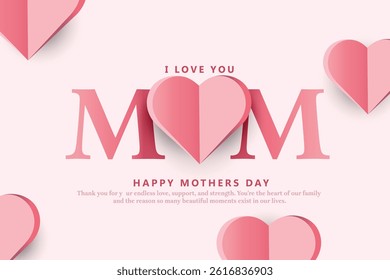 Mother's Day card with flowers in pastel colors and text. Vector illustration design for banner, poster and social media	