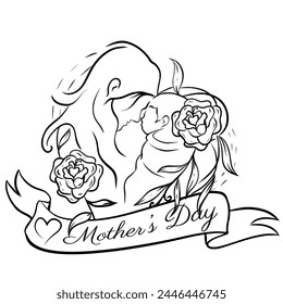 mother's day card with hand drawn style. vector illustration