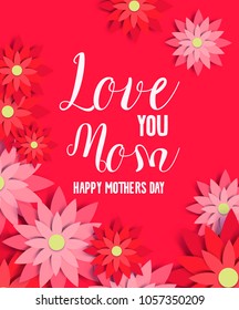 Mothers day card happy mom greeting background vector flower invitation mommy holiday spring flora illustration. Lovely women blossom bouquet wallpaper.
