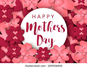 Mothers day card happy mom greeting background vector flower invitation mommy holiday spring flora illustration. Lovely women blossom bouquet wallpaper.