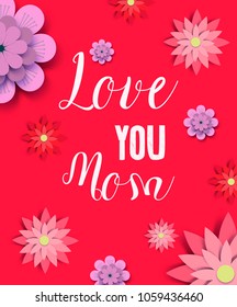 Mothers day card happy mom greeting background vector flower invitation mommy holiday spring flora illustration. Lovely women blossom bouquet love mom wallpaper.