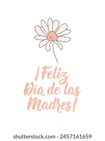 Mother's Day card. Happy Mother's Day - in Spanish. Lettering. Ink illustration. Modern brush calligraphy. Feliz Dia de la Madre