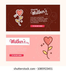 Mother's day card with heart logo and pink theme vector