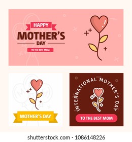 Mother's day card with heart logo and pink theme vector