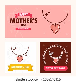 Mother's day card with heart logo and pink theme vector