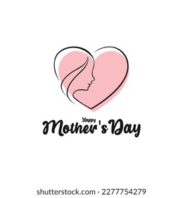 Mothers day card. Heart women concept on white