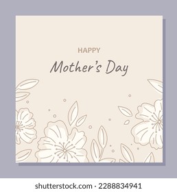 Mothers day card  International holiday   festival  Symbol love  tenderness   care  Best mom in world  Floral banners in minimalist style  Cartoon flat vector illustration