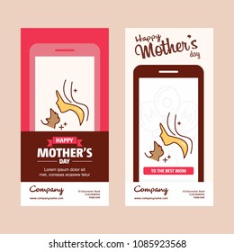 Mother's day card with lady logo and pink theme vector