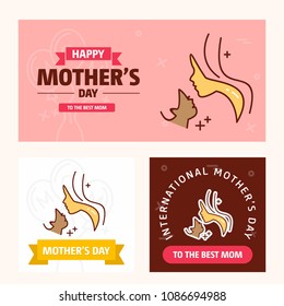 Mother's day card with lady logo and pink theme vector