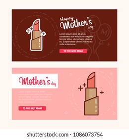 Mother's day card with lipstick logo and pink theme vector