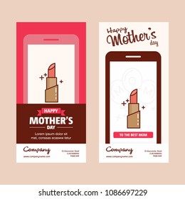Mother's day card with lipstick logo and pink theme vector