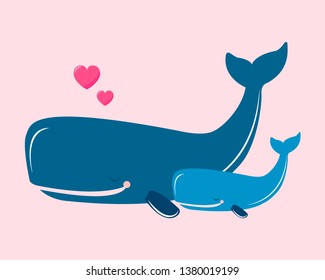 Mother's day card with mom and cute baby whale. best mom ever vector