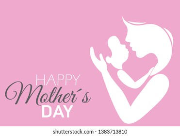 Mothers day card. Mother with baby inside a heart