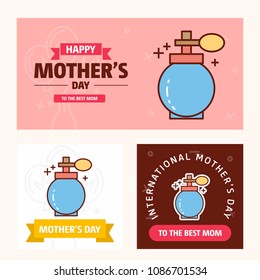 Mother's day card with perfume logo and pink theme vector