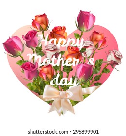 Mothers day card with roses on paper. EPS 10 vector file included