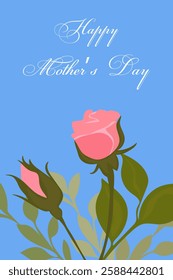 Mother's Day card with roses. Spring holiday background for greeting card, banner, advertising, promotion, social networks. Vector.