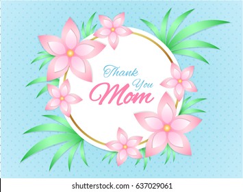 Mother's Day card with shiny flowers. Vector illustration.