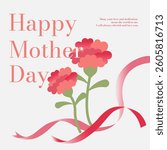 Mother's Day card template design series featuring
hand painted watercolor carnations and heart
elements, gratitude and blessings. Vector
illustration.