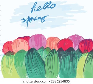 mother's day card valentine's day spring hello summer red tulips background card flowers