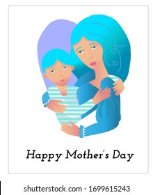 Mother's Day card. Vector. Mother's Day is a celebration honouring the mother of the family and motherhood, maternal bonds. Can be used as postcard, poster, banner. Vector white background isolated.