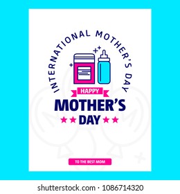 Mother's day card withblue theme and creative design vector 