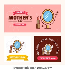 Mother's day card with women's  logo and pink theme vector