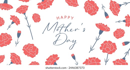 Mother's Day Carnation Banner (2:1)_Vector Illustration