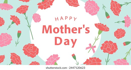 Mother's Day Carnation Banner (2:1)_Vector Illustration