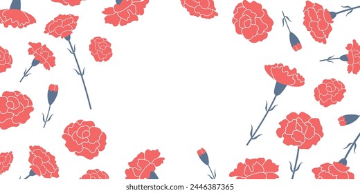 Mother's Day carnation frame (2:1)_vector illustration