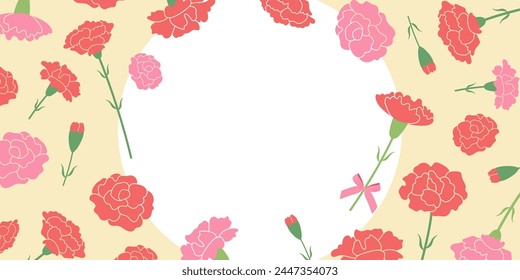 Mother's Day carnation frame (2:1)_vector illustration