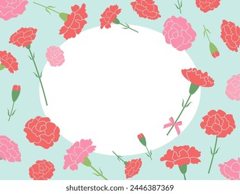 Mother's Day Carnation Frame_Vector Illustration