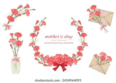 Mother's Day carnation material set painted in watercolor