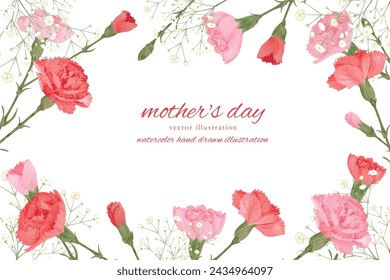 Mother's Day carnation material set painted in watercolor