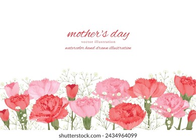 Mother's Day carnation material set painted in watercolor