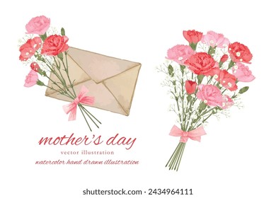 Mother's Day carnation material set painted in watercolor