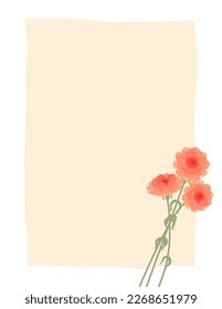 Mother's Day carnation message card template with illustration