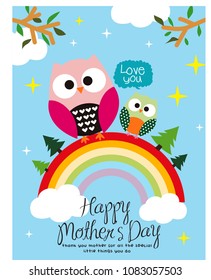 mother's day cartoon style owl cute